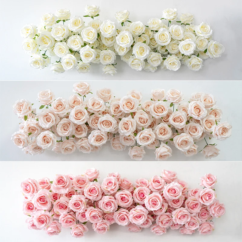 5D White Pink Purple Rose Artificial Flower Row Wedding Backdrop Arch Decor Wall Hanging Floral Event Party Props Window Display