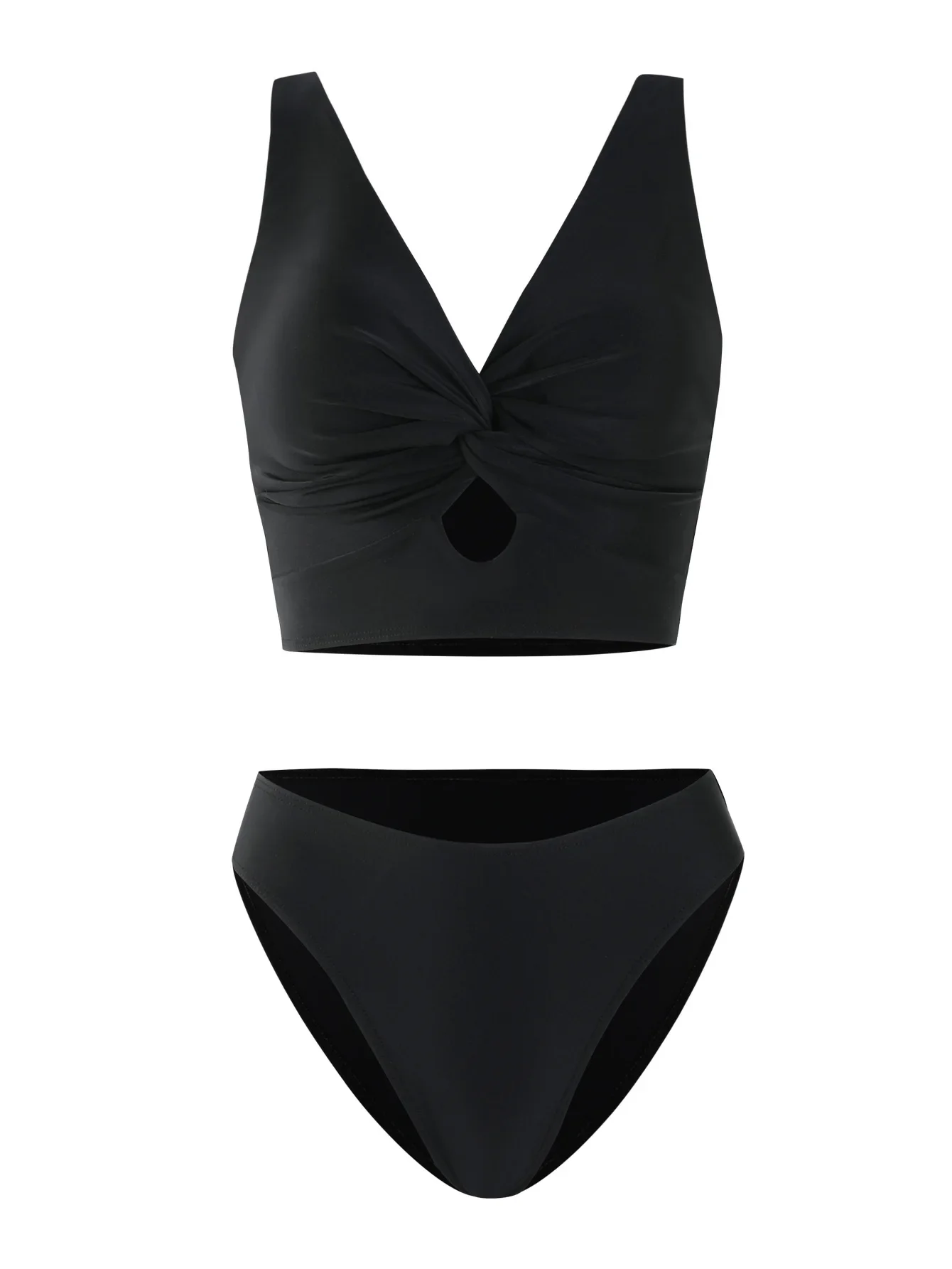Sexy taille haute Bikinis ensembles deux pièces maillot de bain maillot de bain noir femme brésilienne string Biquini découpé vêtements de plage maillot de bain