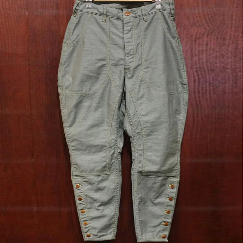 

YANGHAOYUSONG homemade 1940s British overalls retro cotton casual breeches 9 points pants