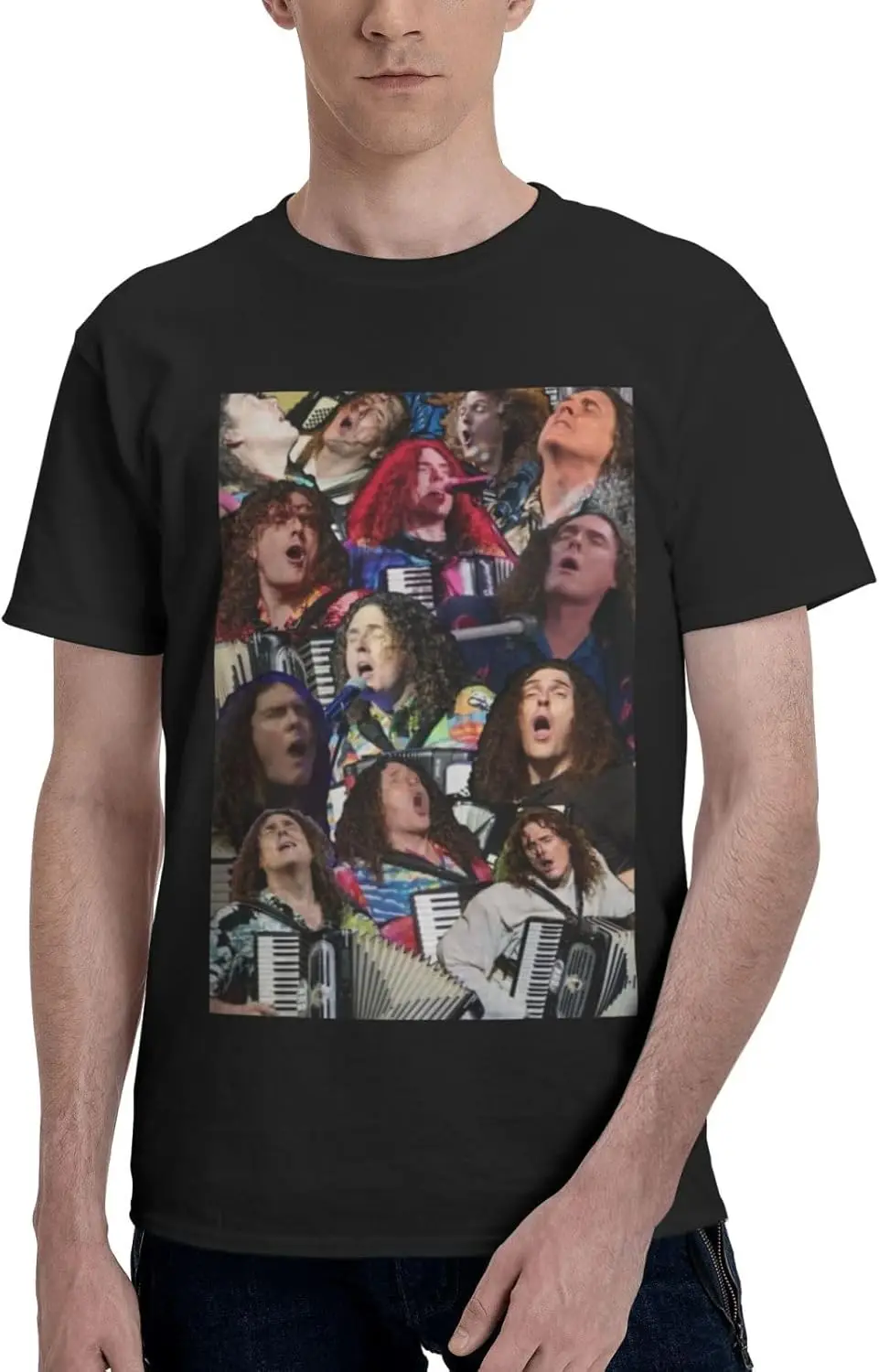 Weird Music Al Yankovic Shirt Men's Cotton Short Sleeve Printed T Shirt Casual T-Shirts Crew Neck Tee Shirt Tops Black