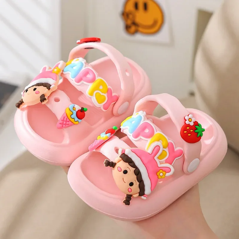 Summer Children\'s Slippers Hole No-Slip Girls Boy Indoor Soft Bottom Breathable Cute Cartoon Sandals Beach Shoes