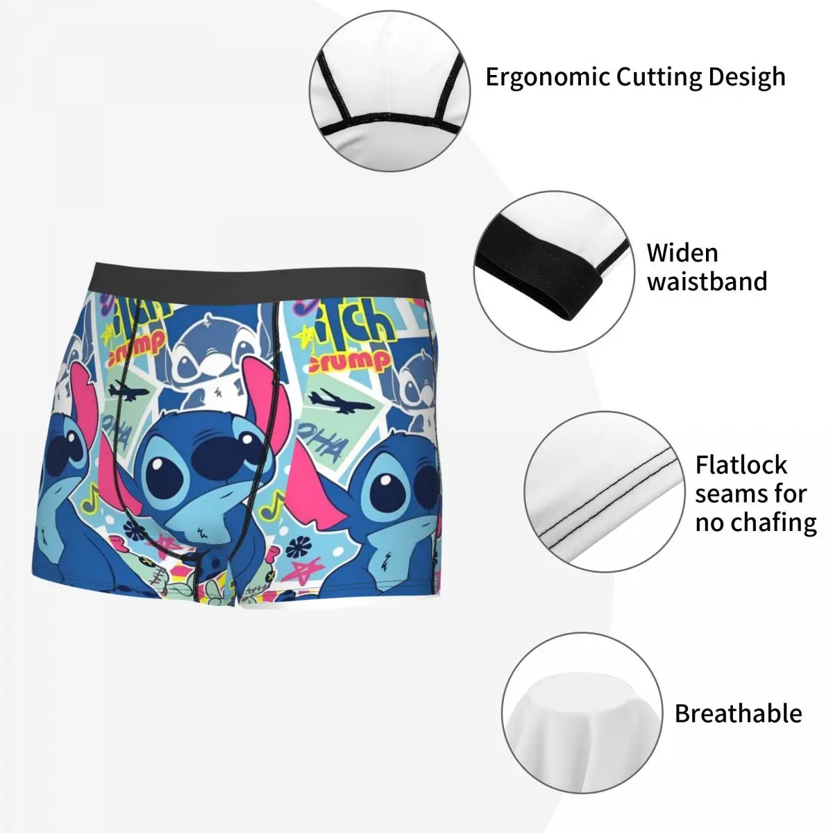 Custom Cute Stitch Stamp Shy Boxer Cool Underwear Cartoon Cozy Boxer slip Shorts Gag Gift For Man mutande Merch