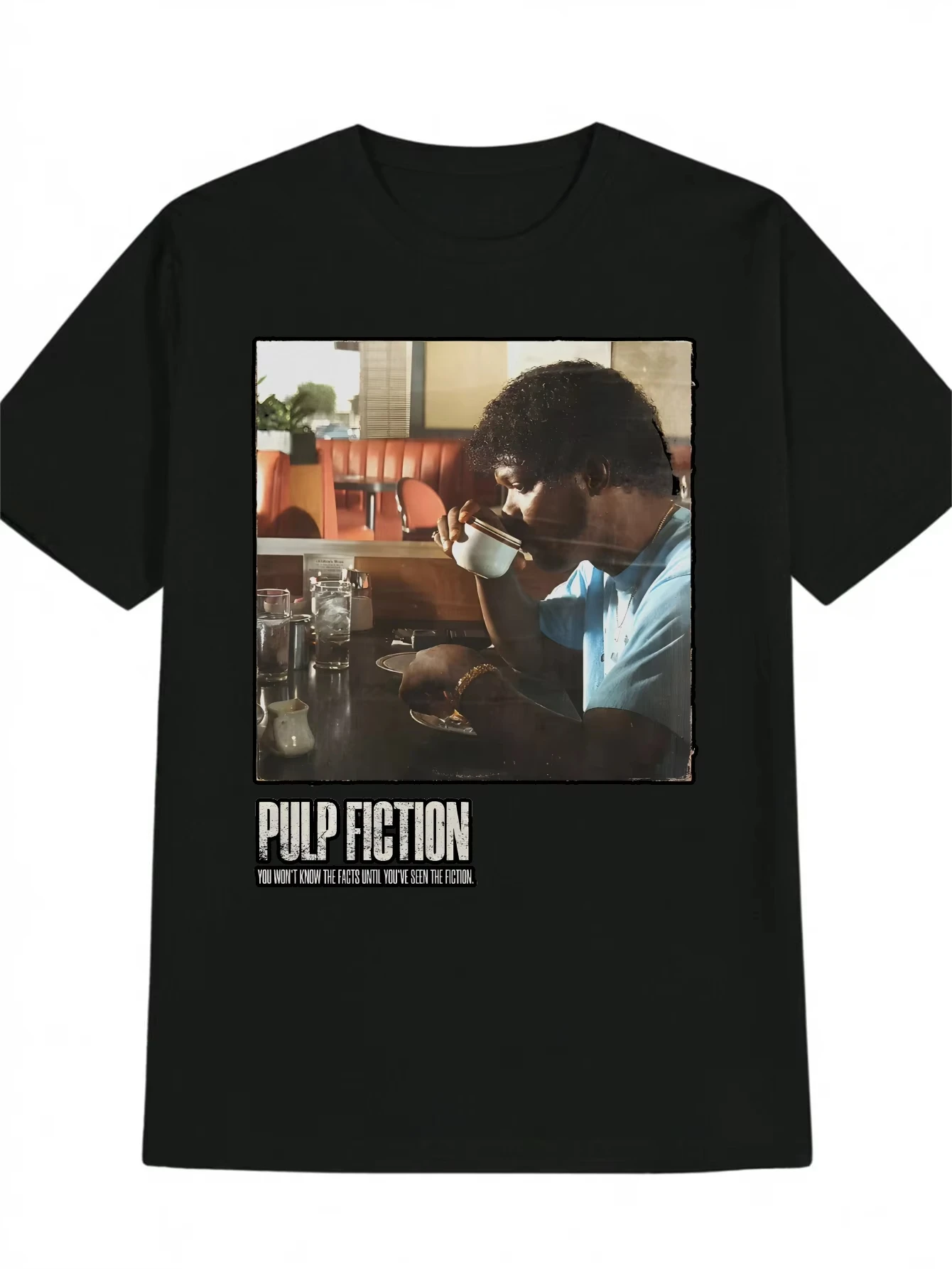 Men'S Pulp Fiction Graphic T-Shirt Black Casual Round Neck Tee with Vintage Movie Poster Print Perfect Gift for Men