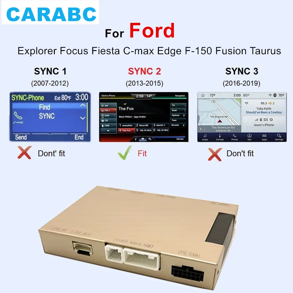 CARABC Wireless CarPlay Android Auto Navigation GPS Mirror Link For Ford Explorer Focus Fiesta C-max Edge F-150 Fusion Taurus