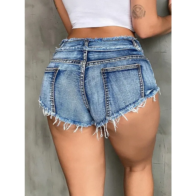 New Summer Fashion Women's Denim Shorts European Style Stretch Ripped Style Wish Explosive Popular Shorts