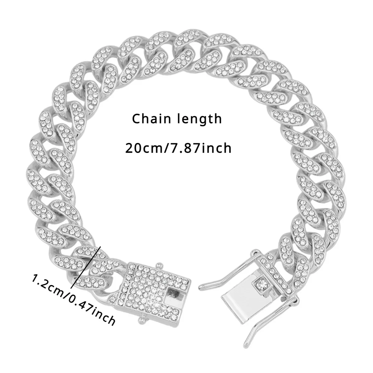 Cuban Chain Studded with Rhinestone Golden Alloy Thick Bracelet Hip Hop Heavy Metal Cool Men's Popular Chain Bracelet Clasp image 4