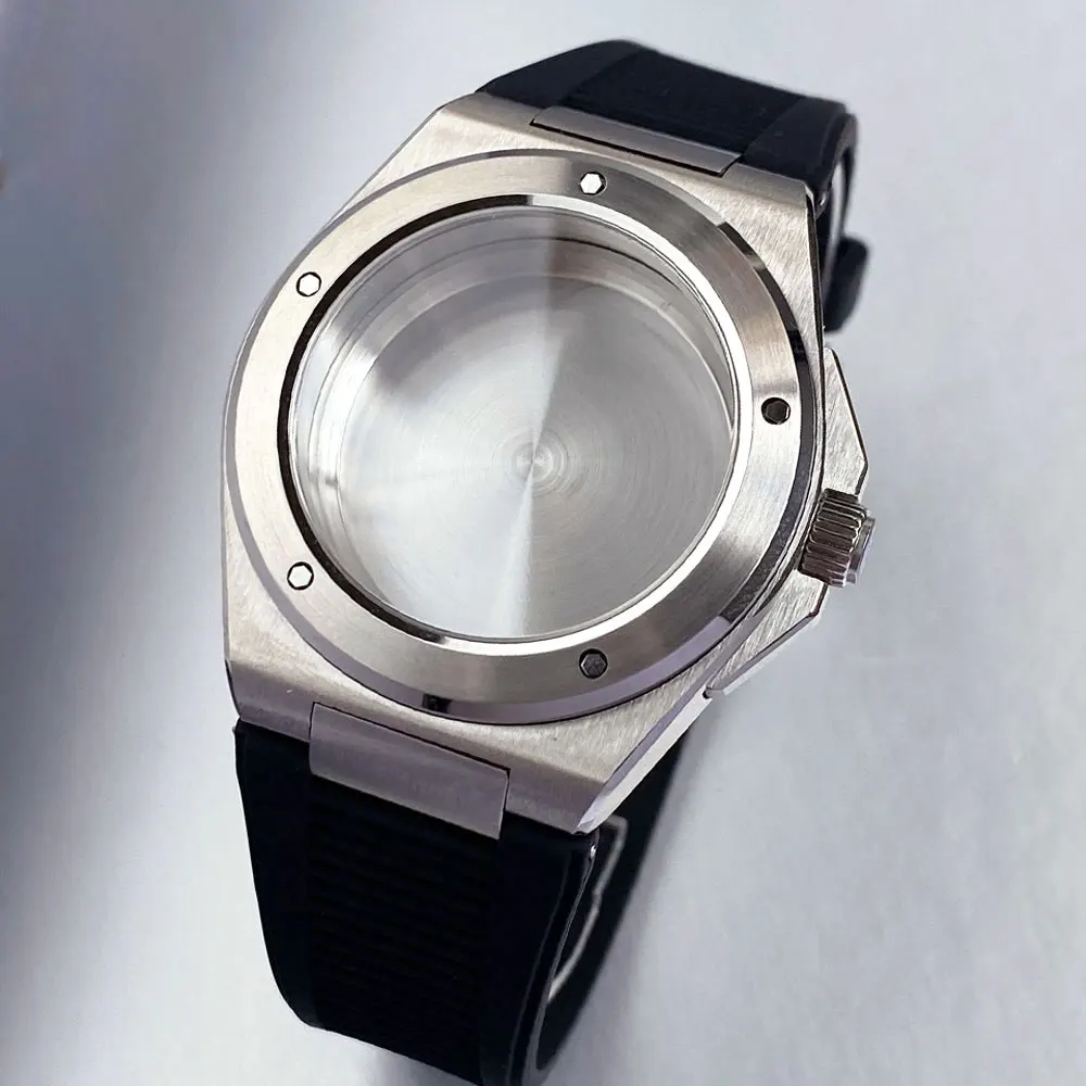 Caja de reloj de buceo de zafiro de 40mm compatible con movimiento NH35 NH36 NH34 pulsera para hombre banda de goma 200m reemplazo de reloj impermeable