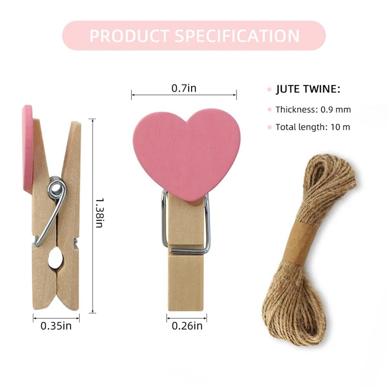80 pezzi Mini clip per foto a cuore spille colorate per piccoli vestiti per espositore da appendere per immagini artigianali