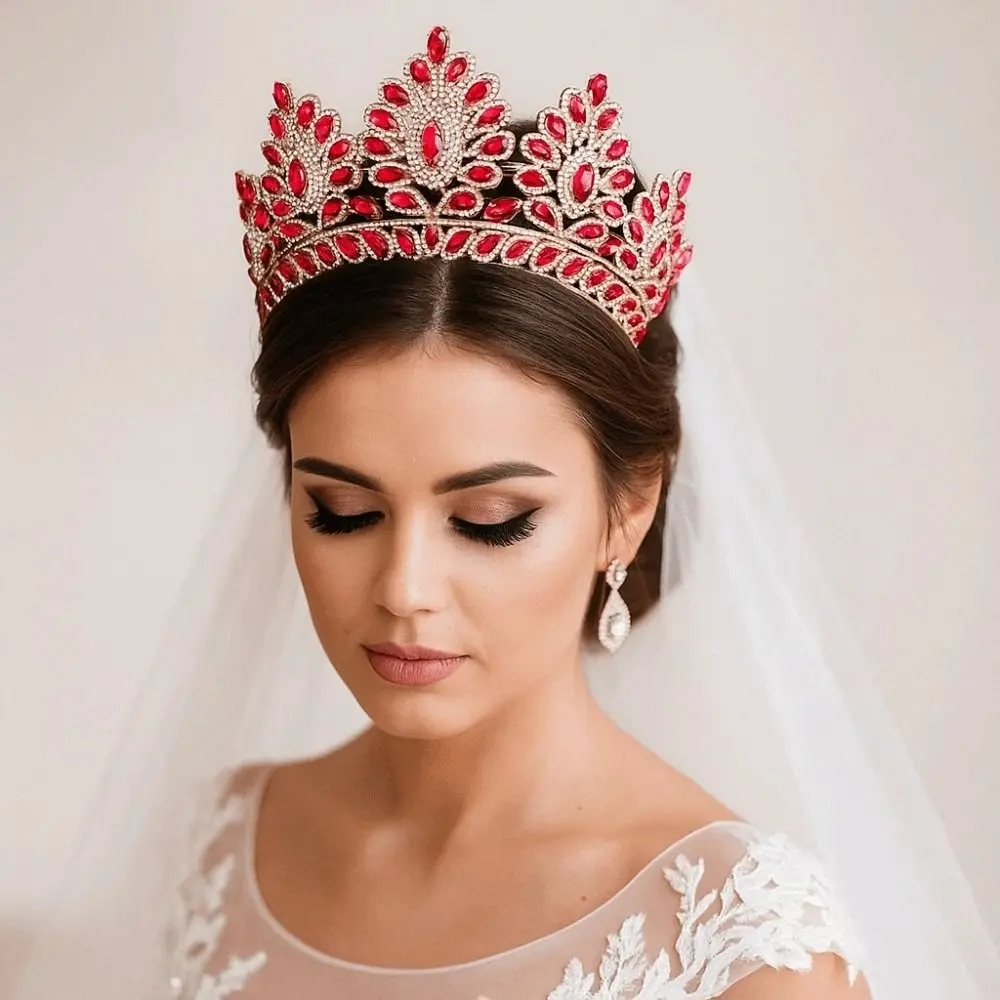 

Luxury Baroque Queen Tiaras Elegant Adjustable Alloy Princess Crown Exquisite Shiny Rhinestone Pageant Diadem