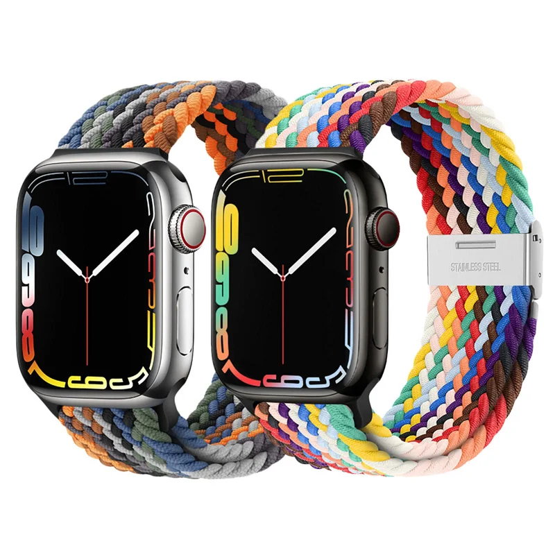 Nylon Strap for Apple Watch Ultra 2 Band 49mm 40mm 44mm 41mm 38 45mm Elastic Braided Loop Bracelet IWatch Series 9 8 7 6 SE 5 4