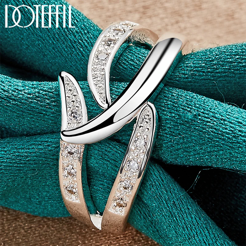 DOTEFFIL 925 Sterling Silver AAAAA Zircon Ring Classic For Woman Fashion Wedding Engagement Party Gift Charm Jewelry