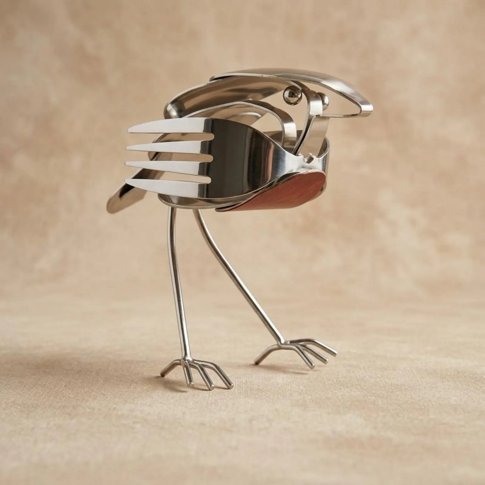 Scrap Metal Bird Sculpture Eco-Friendly Robin Metal Art Sculpture Robin Statue Garden Decoration Home Decor Shiny Finish
