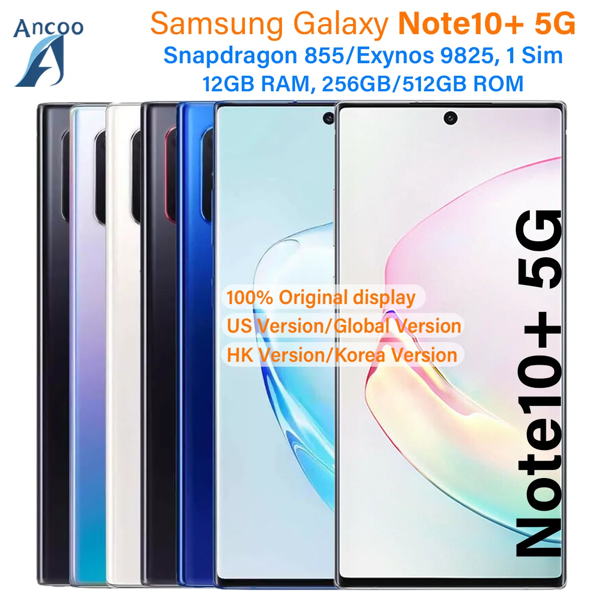 Samsung Galaxy Note10+ 5G N976U N976B N976N 256/512GB Note10 Plus AMOLED Snapdragon 855 Octa Core 6.8