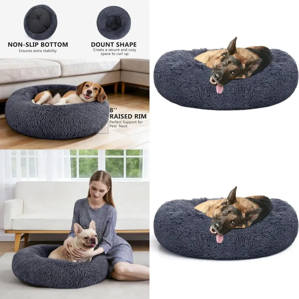 

Круглая ортопедическая лежанка для собак, удобная лежанка-пончик, моющаяся подушка-лежанка для питомцев, размеры 20-36, серо-синяя