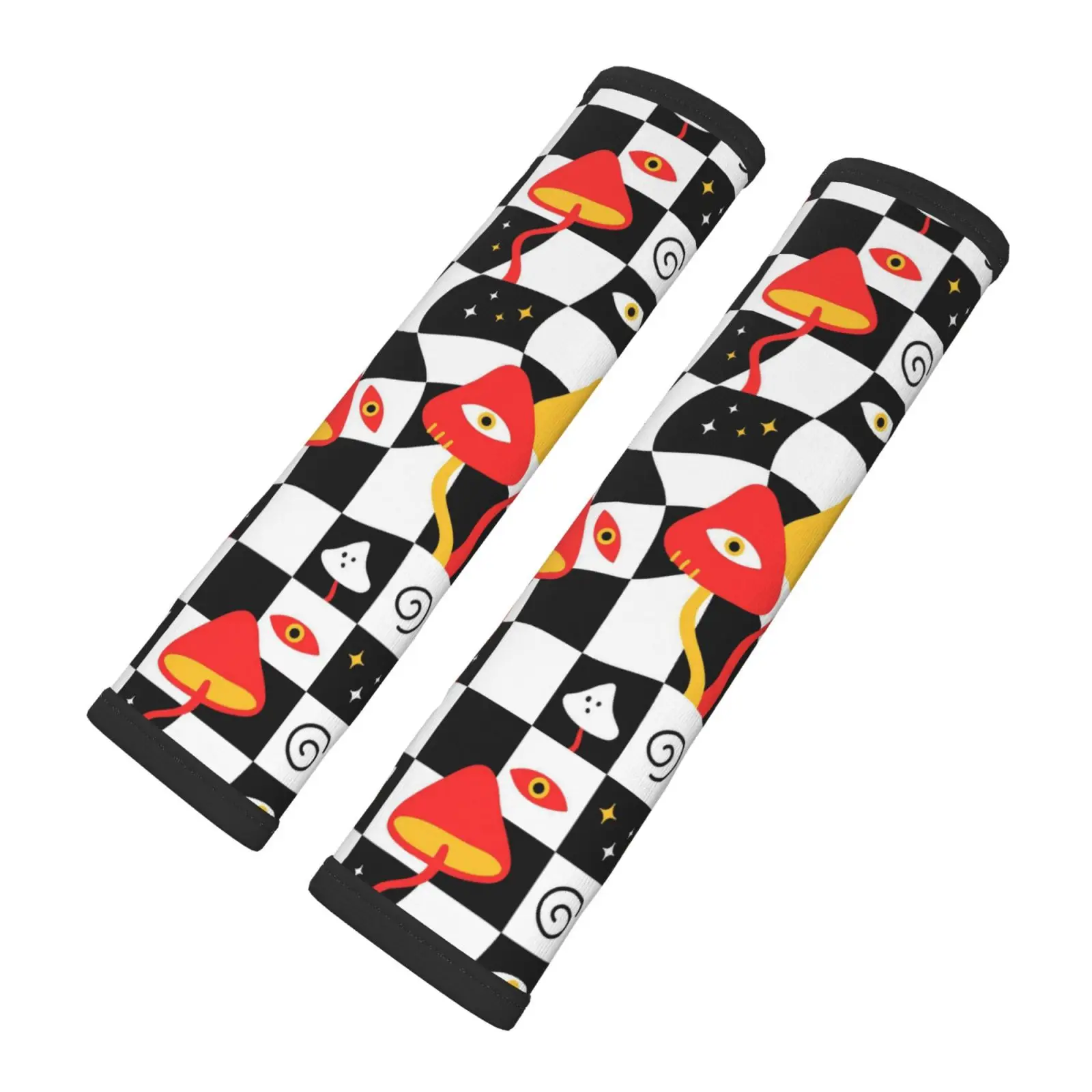 Psychedelic and Colorful Mushroom Car Seat Belt Cushion 2-piece Set Shoulder Protection Comfortable Luggage Strap Shoulder Strap