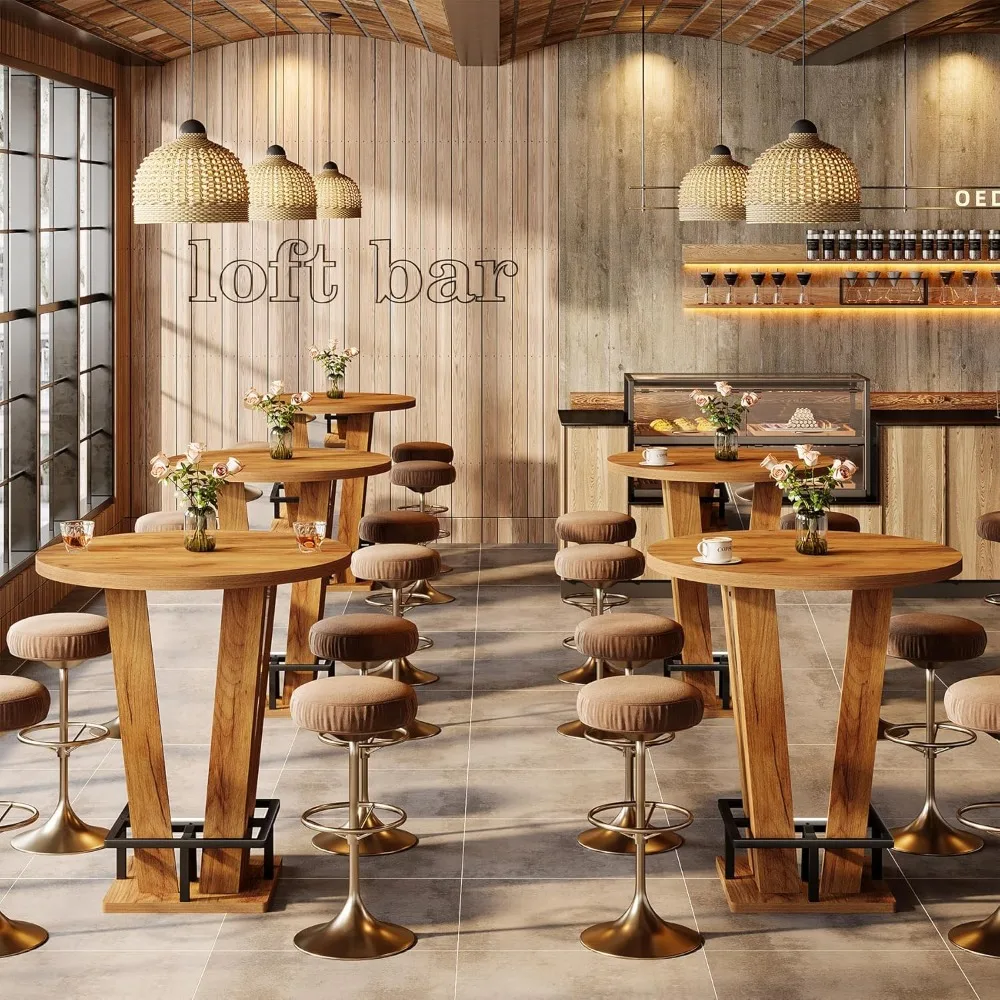 Round Bar Table, 39.4 Inches High, with Metal Feet