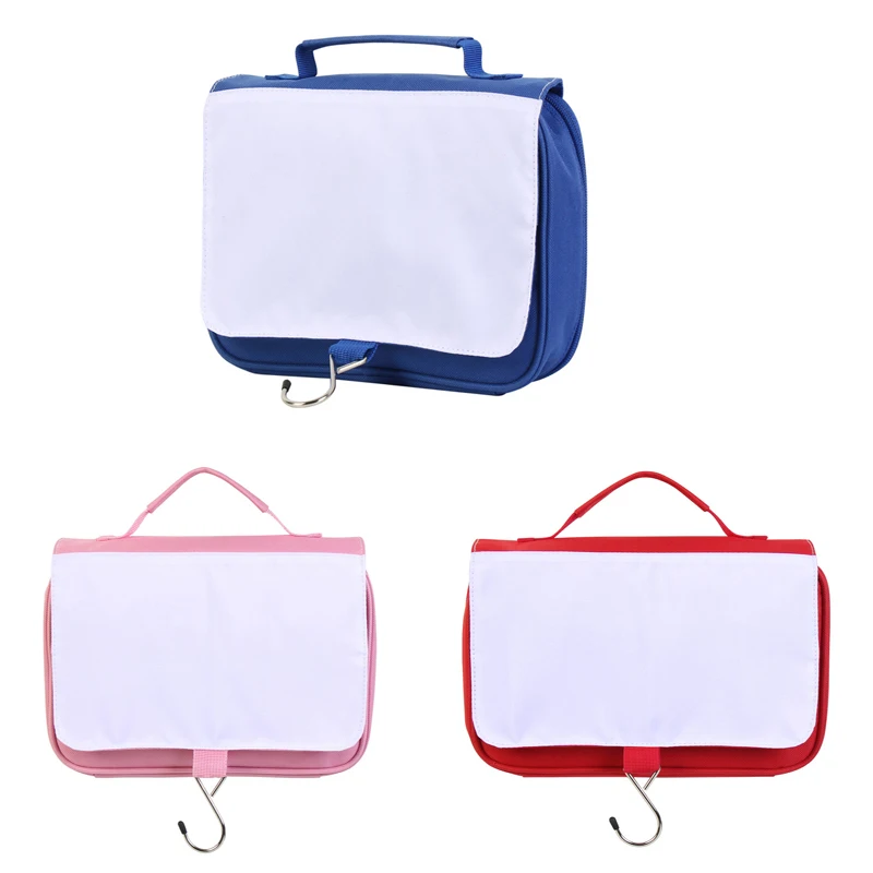 

DHL50pcs Toiletry Bags Sublimation DIY White Single Sided Blank Flap Cover Makeup Bag Hanging With Hook