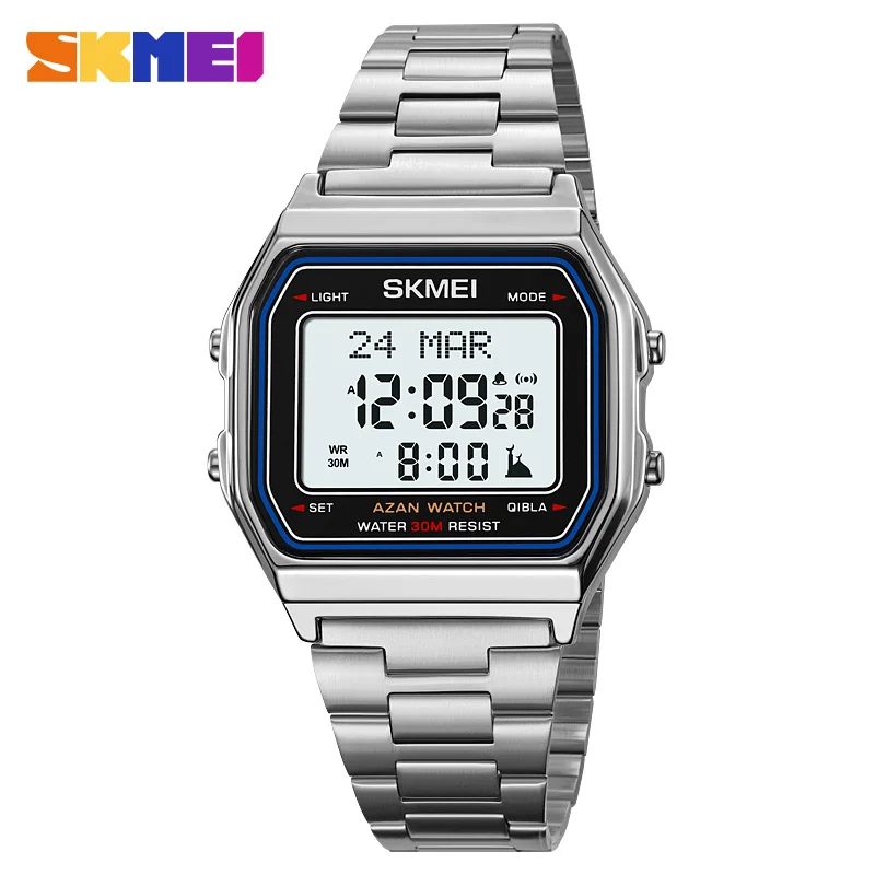 SKMEI AZAM Digital Watch Fashion Sport Men's Wristwatch Pilgrimage Time Reminder Qibla Direction Original Brand Clock Waterproof