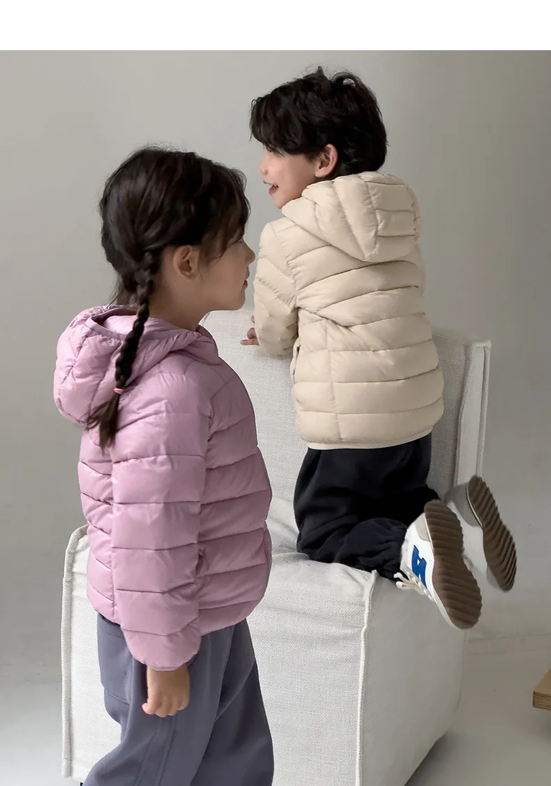 Winterkleidung für Jungen und Mädchen, leichte Daunenjacke, mittelgroßer, verdickter warmer Kindermantel mit Kapuze – Detail 22