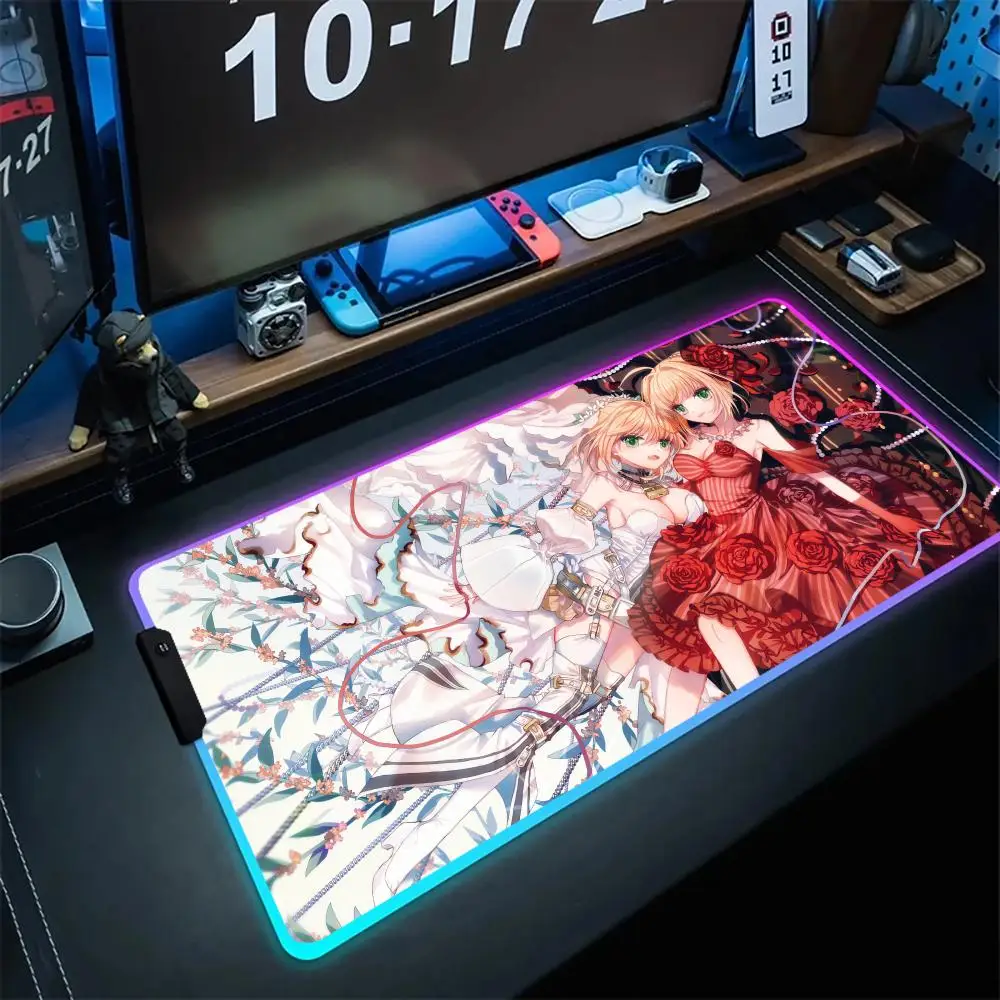 

Коврик для мыши Saber Nero Claudius RGB Playmat Gamer Pad LED Большой коврик для компьютерного стола Mauspad Kawaii Коврик для клавиатуры Светящийся настольный коврик