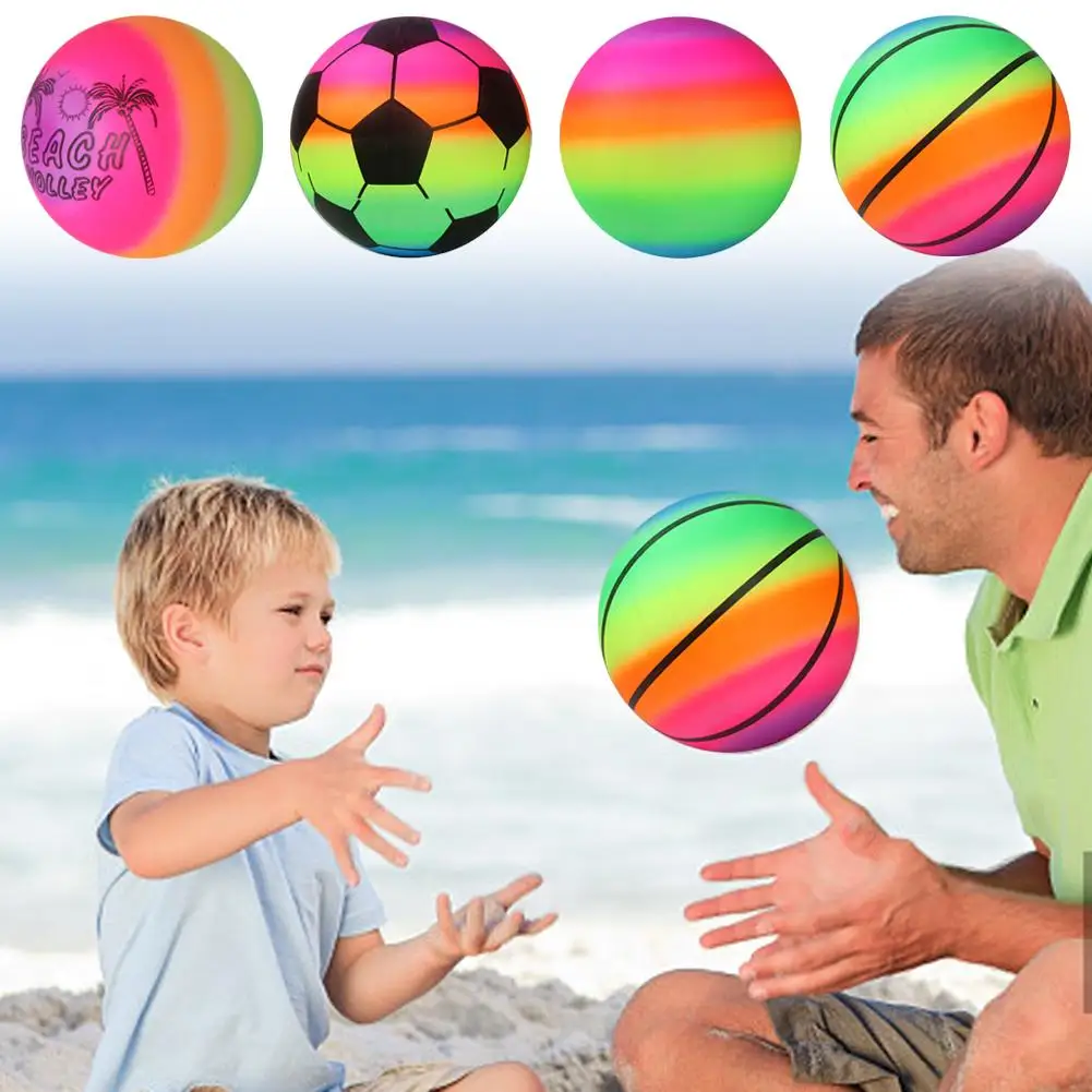 1 Stuks Regenboog Strandbal Opblaasbare Zomer Strandbal Tuin Zwembad Net Rubber Kids Strand Regenboog Zwemvolleybal Spel Speelgoed K3d5