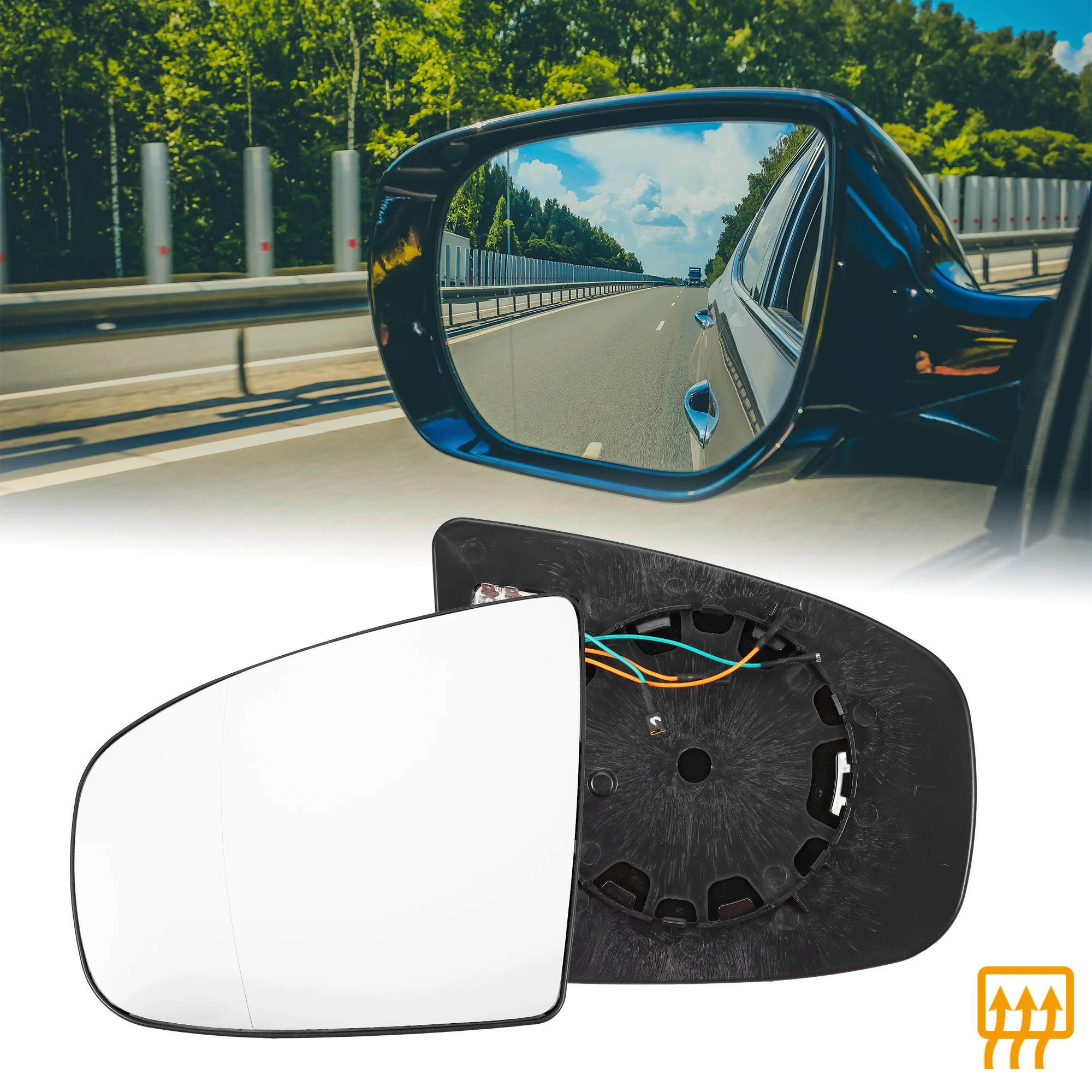 Uxcell Car Rearview Left Right Side Heated Mirror Glass With Backing Plate Fit for BMW X5 X6 Exterior Component Replacement