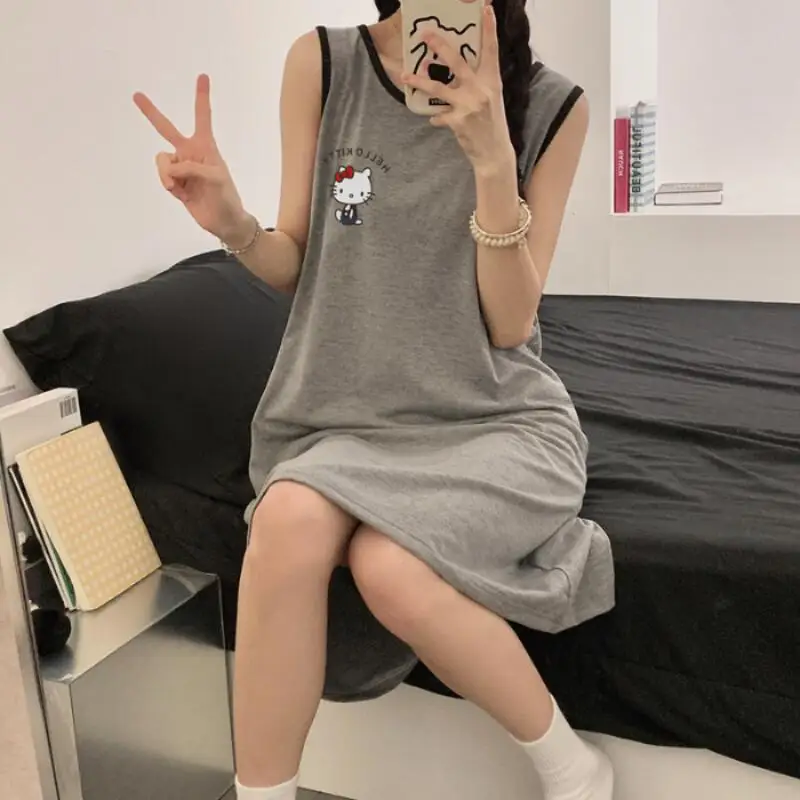 

Новая летняя женская пижама без рукавов в стиле аниме для корейских студенток: милый мультяшный жилет, ночная сорочка, домашняя одежда, молодежная повседневная юбка