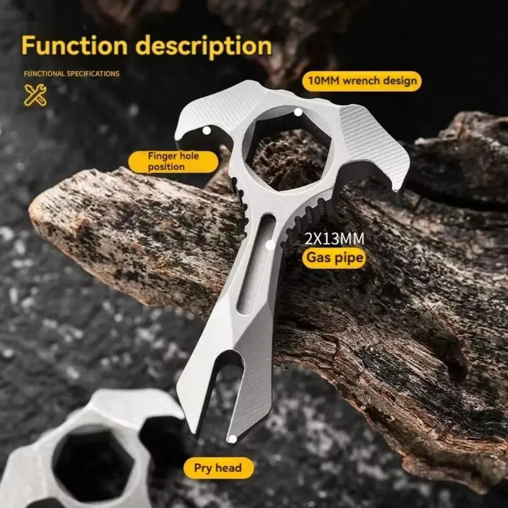 With 2*13mm Groove Small Pry Bar TC4 Titanium Alloy Multifunction Decorative Pendant Durable Portable Wrench