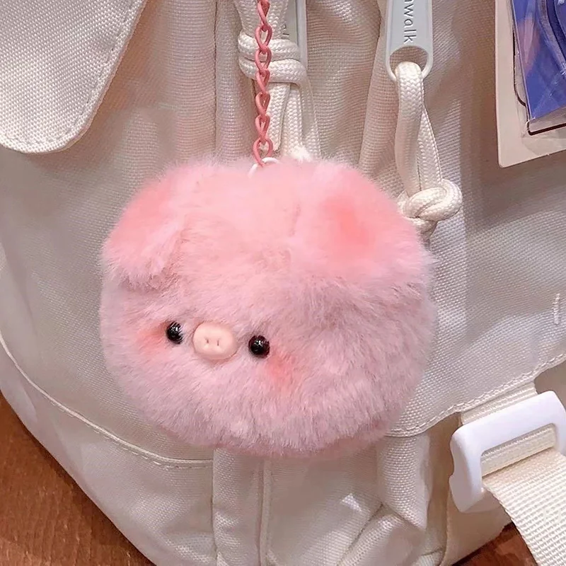 [YU]Piggy Head Plush Backpack Pendant Keychain Small Fresh Funny Ladies Bag Charm Decorations Creative Kawaii Children's Gifts