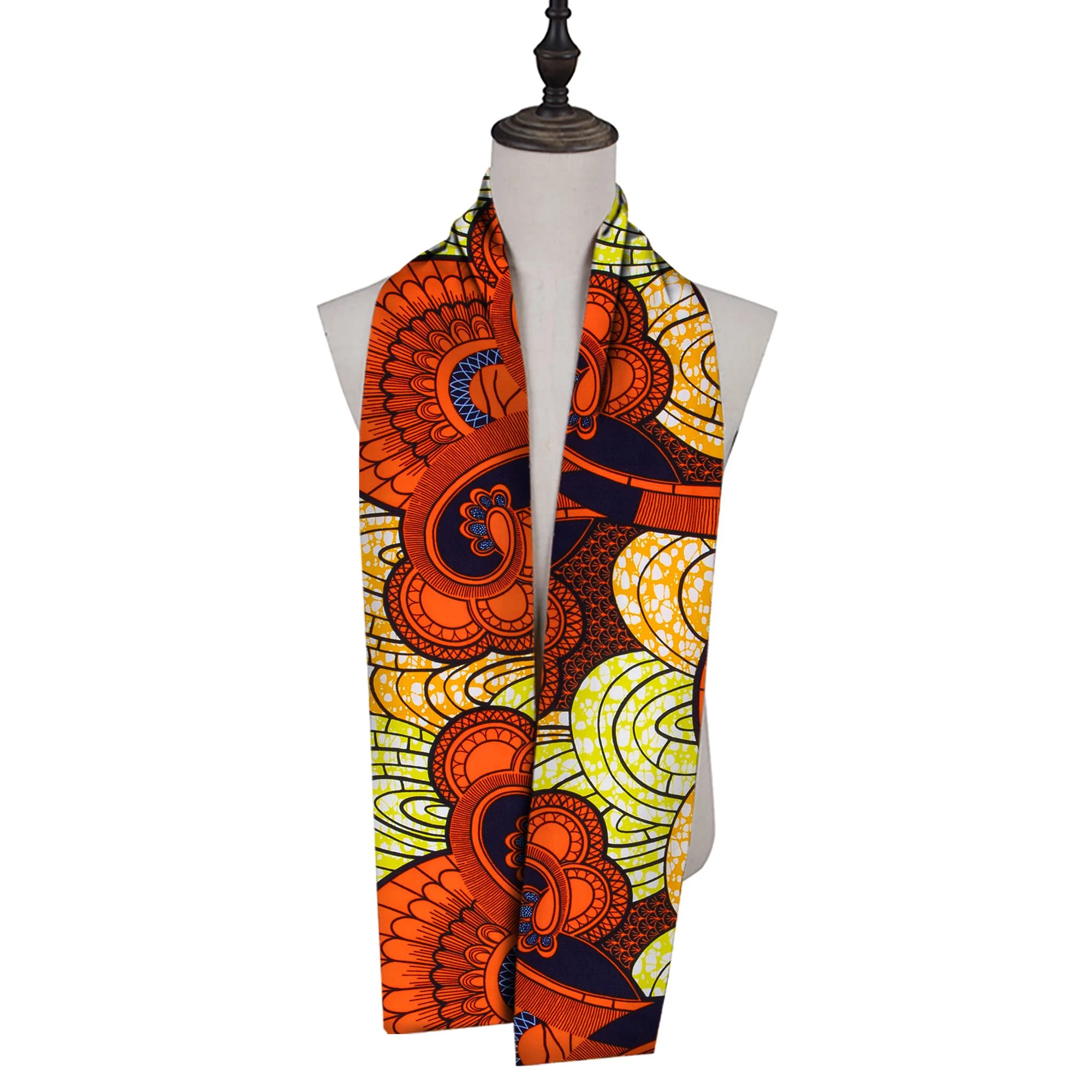 Écharpe Kente africaine traditionnelle imprimée, écharpe tribale unisexe pour elle, cadeau pour lui, taille 180*15cm ou 70*6 pouces Wyb562