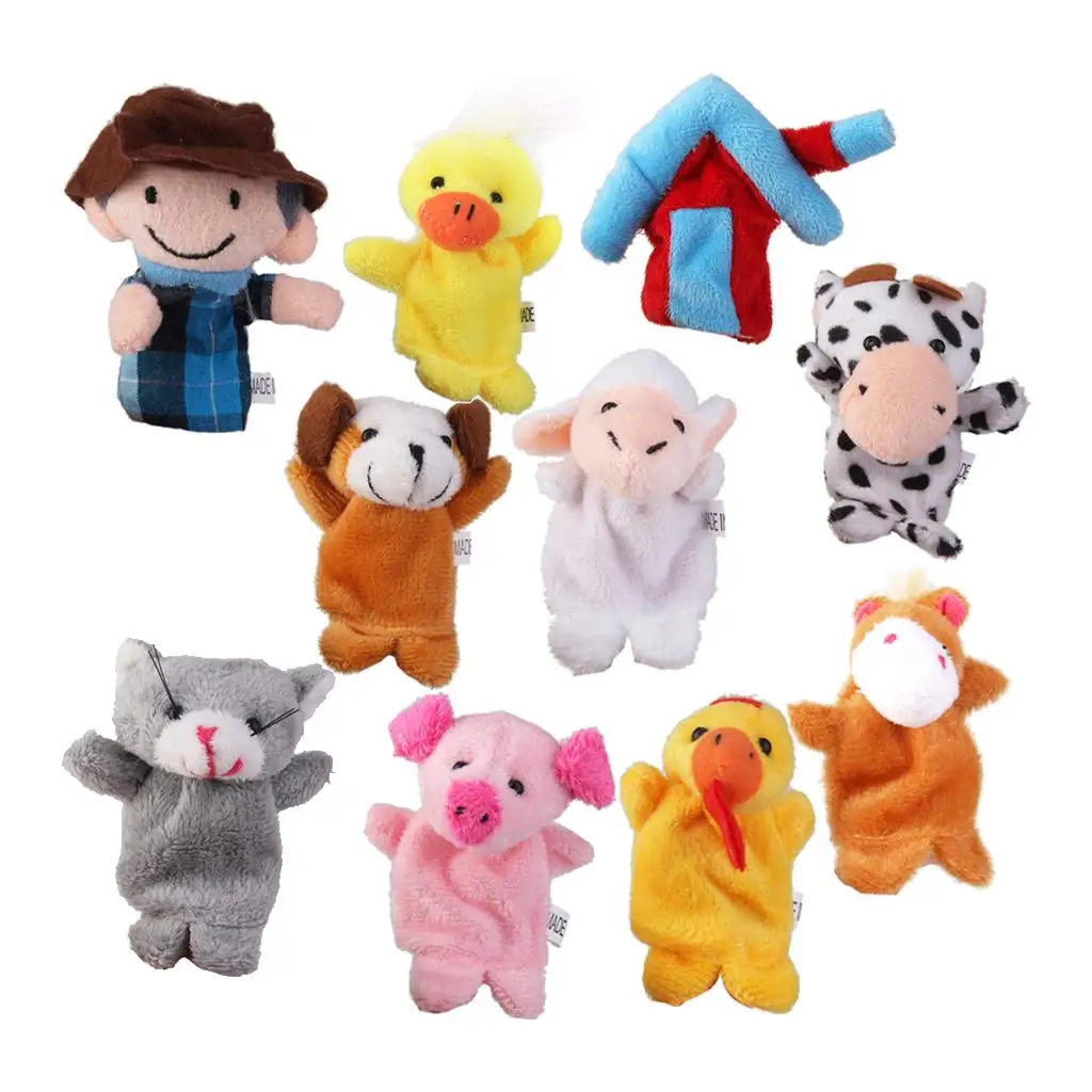 Set of Kids Baby Educational Story Telling Props Farm Animals Finger Puppets Party Favors Soft Toy Gift