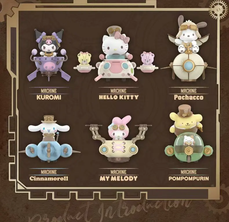 

Genuine Sanrio Family Steampunk Series hellokitty Cinnamoroll Melody Kuromi Gift Blind Box Handmade Desktop Ornament