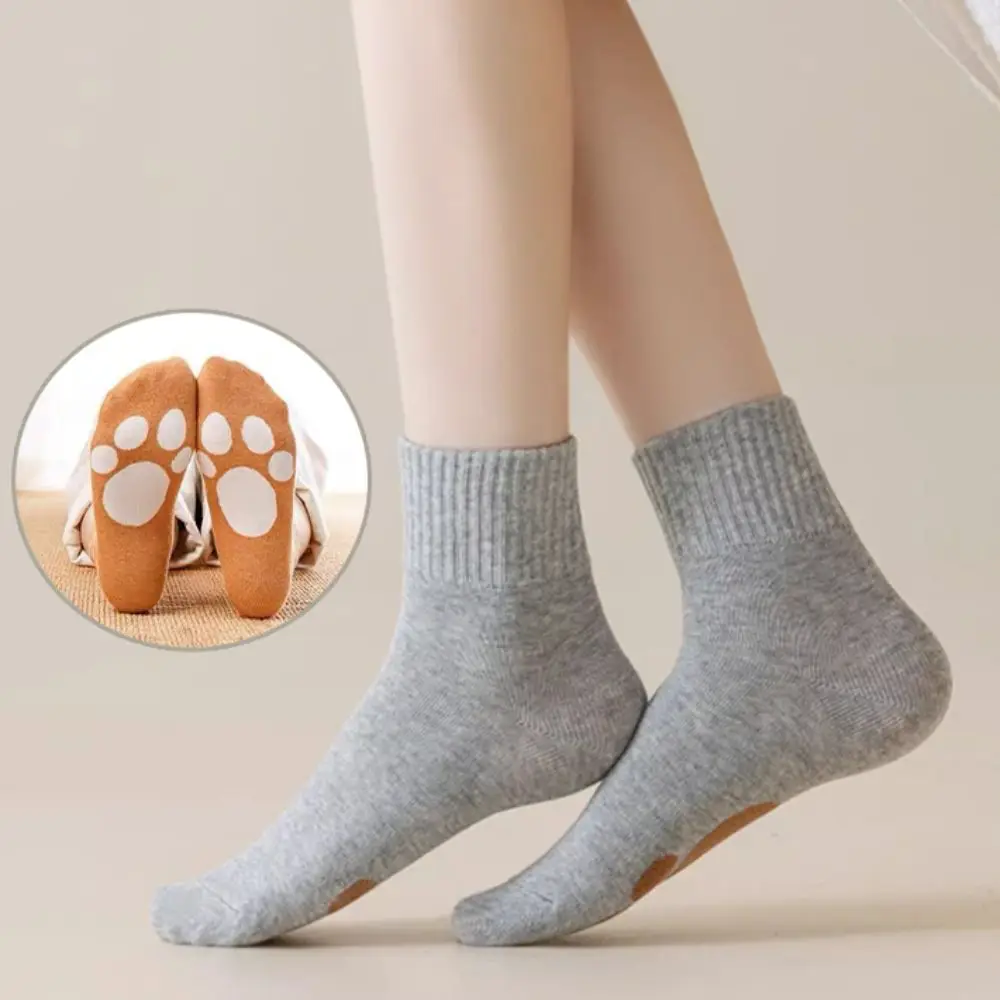 

5 пар повседневных забавных хлопковых носков с медвежьими лапами, милые дышащие мультяшные носки до середины икры, осенние носки-трубы для женщин и девушек