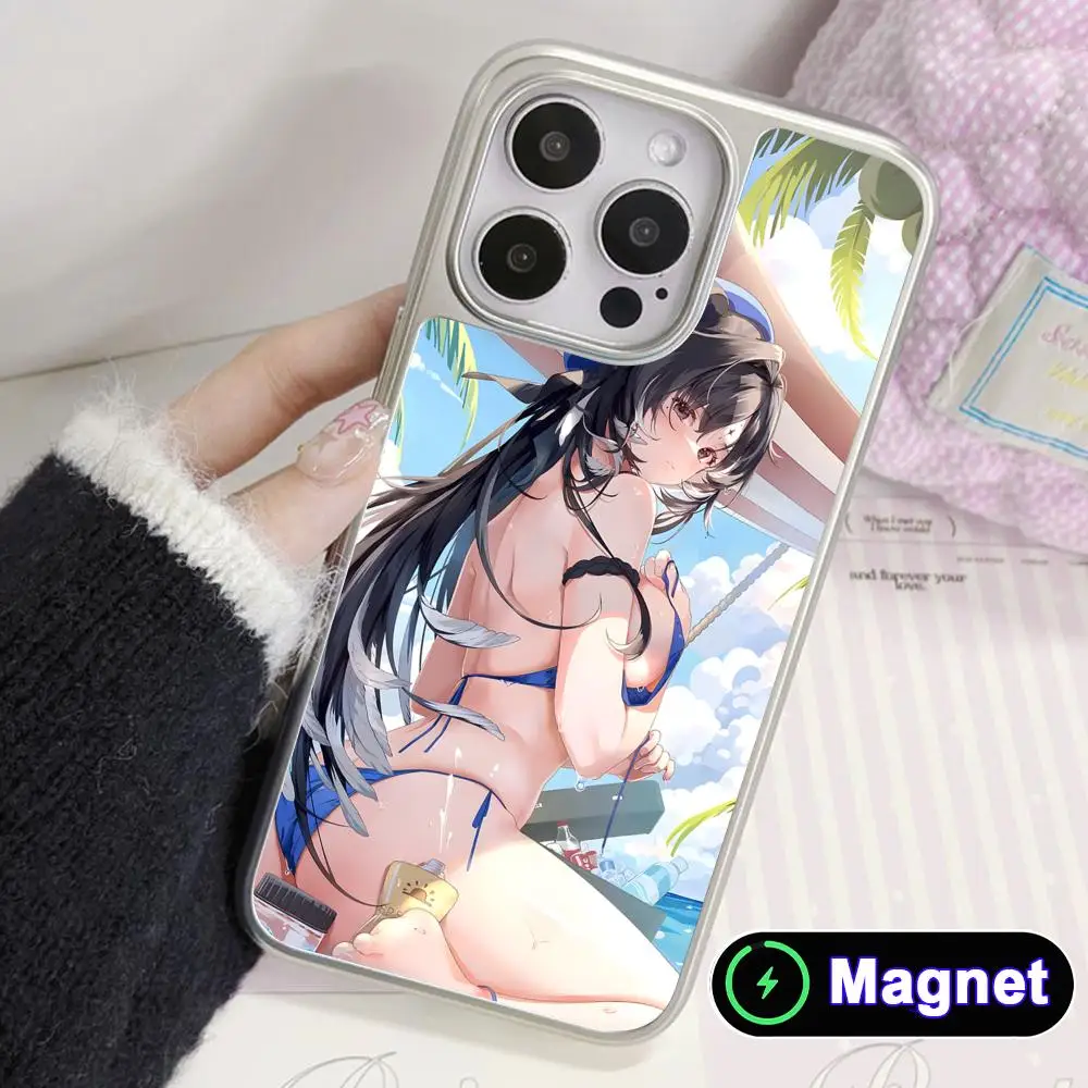 

Wuthering Waves Yangyang Silver Plating Magsafe Mobile Phone Case for iPhone 17 16 15 14 13 12 11 Air Pro Max Plus Cover