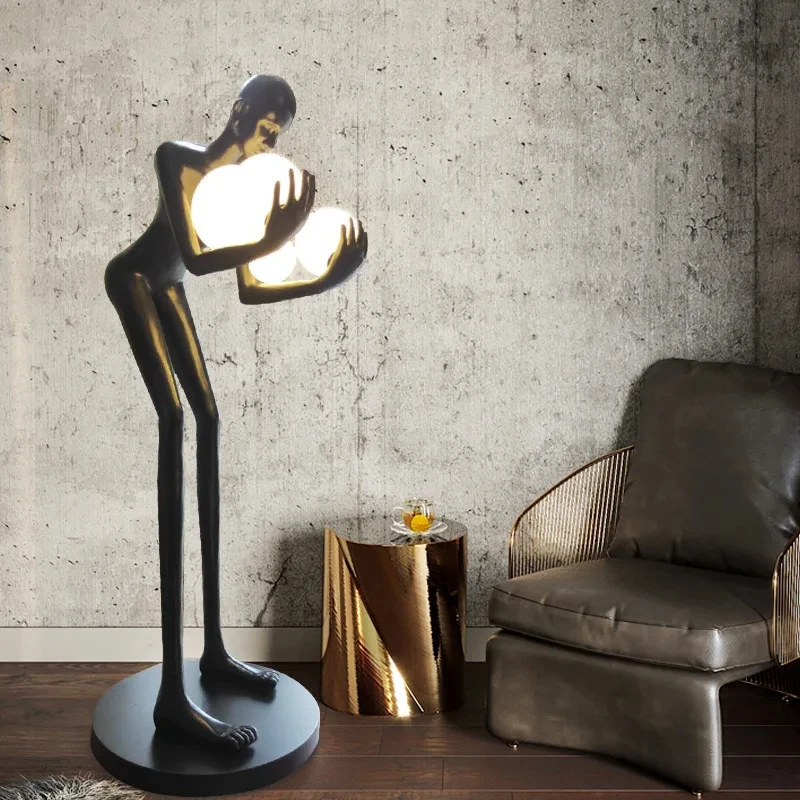 CX170GL Modern hug ball human body lamp sculpture base floor lamp large hall exhibition hall large LED floor lamp standing