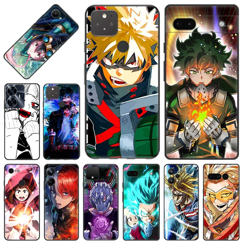 Phone Case for Pixel 8 Pro 8a 7a 6a 7 6 Motorola G200 Edge 40 30 20 One Fusion My Hero Academia deku Soft Black Anti-Drop Cover