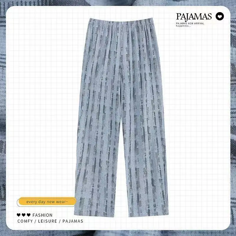 Pantalones de pijama para hombre de 40-150kg, pantalones largos para el hogar, informales, cómodos, de talla grande, a cuadros, para otoño e invierno