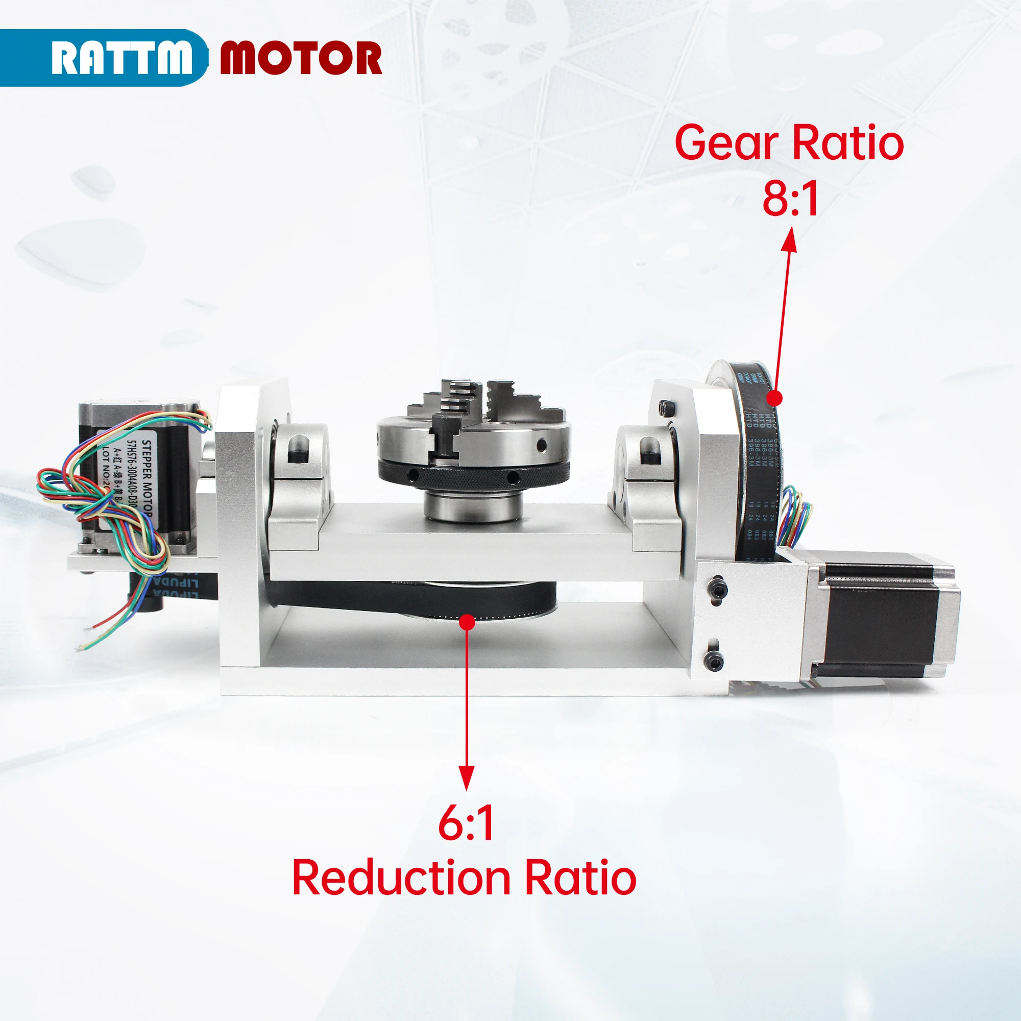 CNC Router 4th Fourth 5th Fifth A Axis Rotary Table Axis Dividing Head + 3 Jaws Chuck 100mm + Nema 23 Stepper Motor