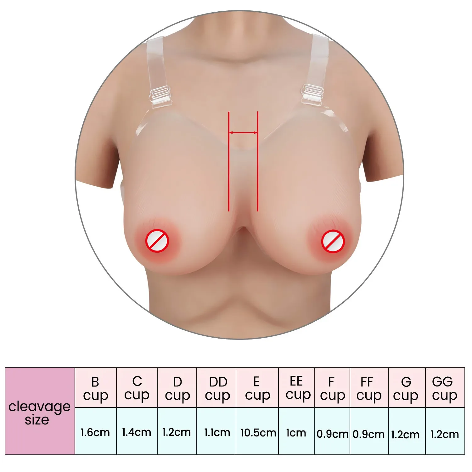 1800g/Pair Silicone False Fake Breast Trandsgender Artificial Breast Form For Crossdressers Silicone Shoulder Strap Breast Cup
