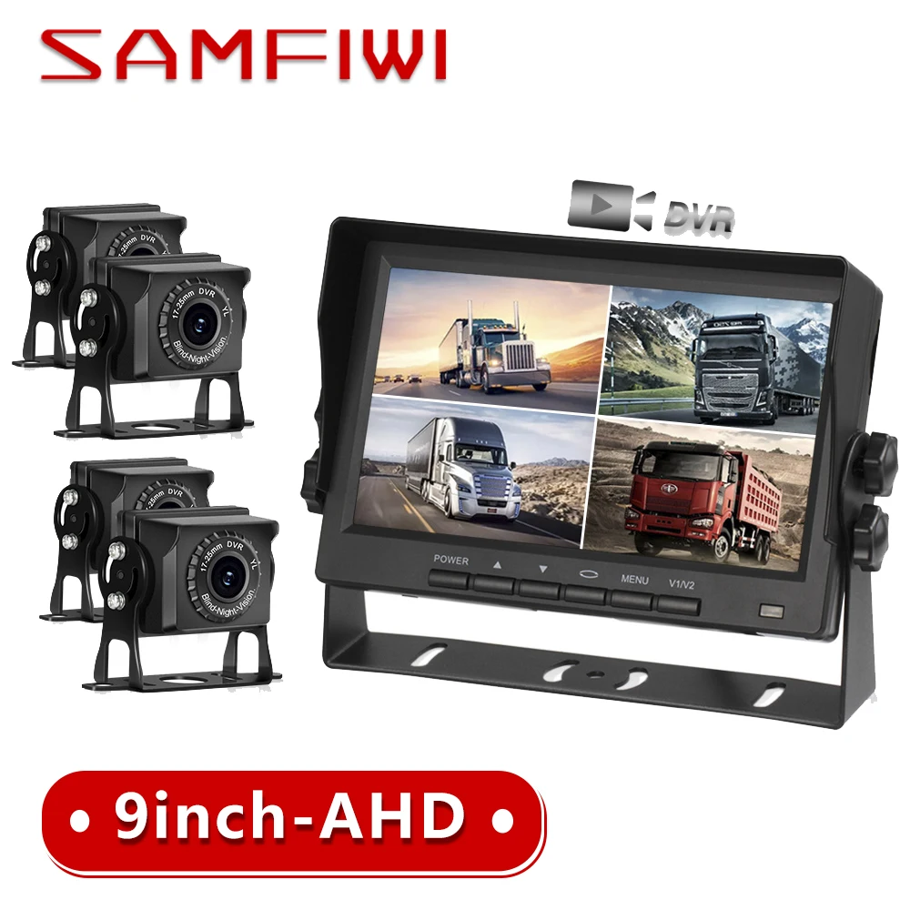 

7 inch AHD Car Monitor 4ch Split Screen TFT Display Backup Reverse Rear View Vehicle Camera Screens Truck Parking System Monitor