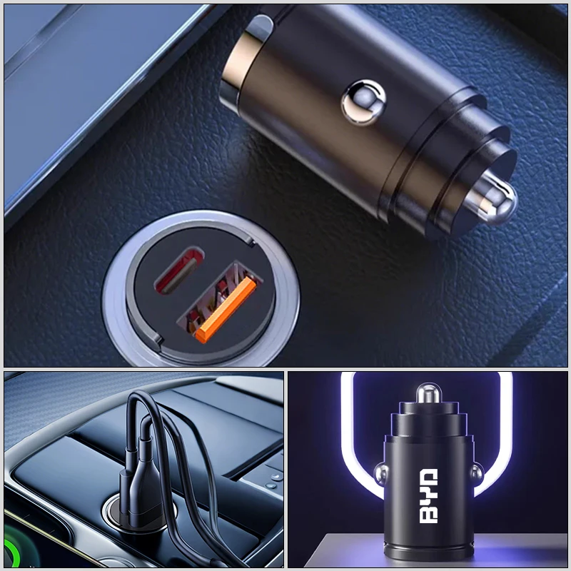 Car Charger Fast Charging USB C Quick Charging Adapter For BYD F3 I3 F0 F6 S6 S8 E5 E6 G3 G6 L3 S7 Tang Song Qing Yuan Max