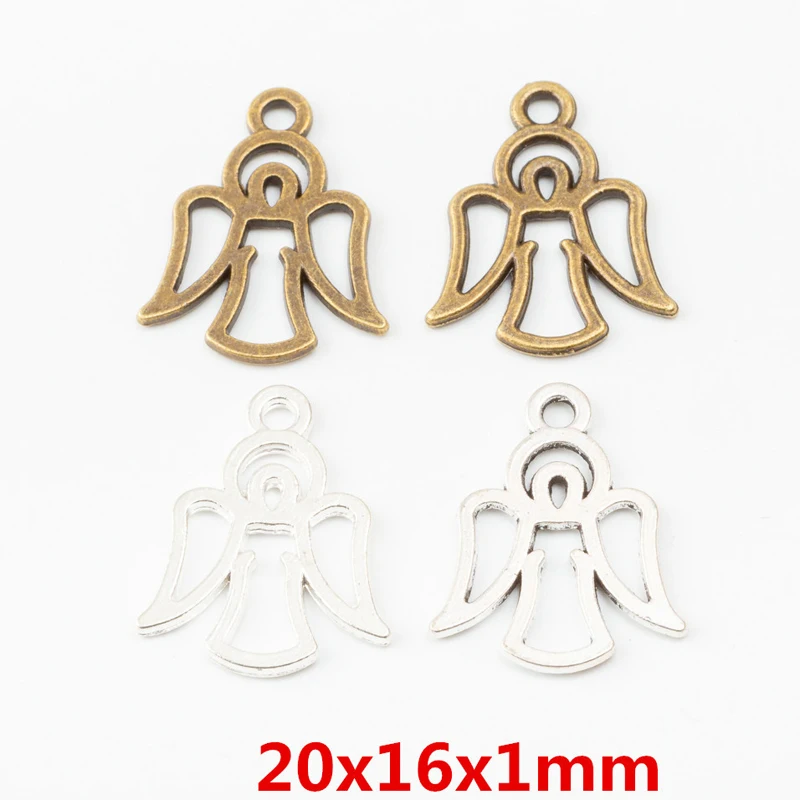 100pcs 20*16MM Zakka Style Wedding Creative Gift Alloy Love Angel Jewelry, Vintage Classic Handmade Diy Sweater Necklace Pendant