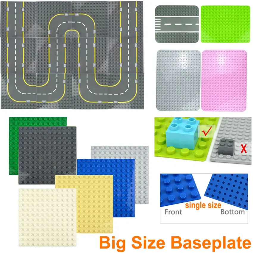 Big Size BasePlate Brick 16x16 12x12 City Big Dots Base plate Building Blocks Compatible Duploe Assembly Single Side Large Brick