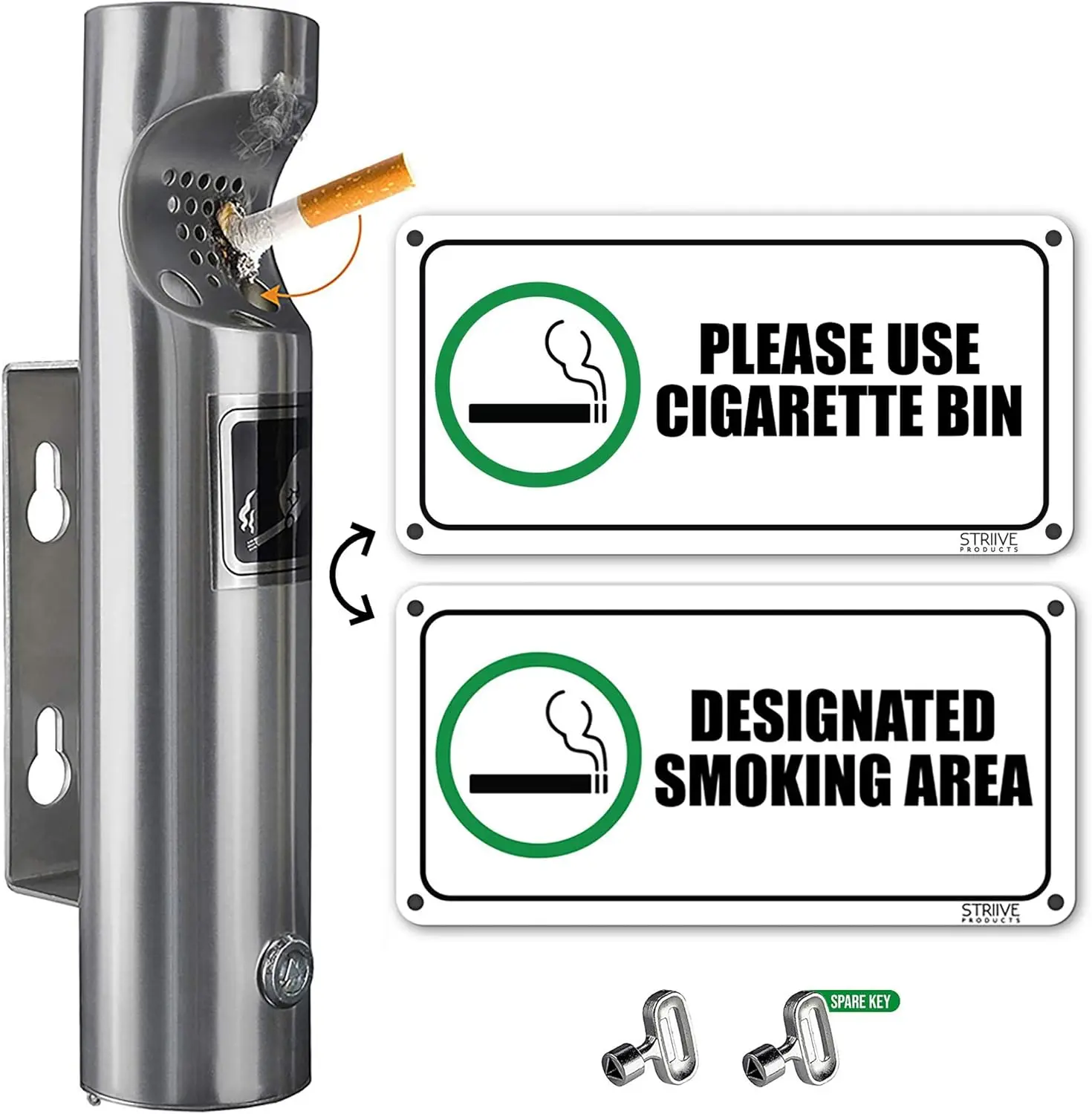 

Настенная уличная пепельница с табличкой «Не курить» — контейнер для сигарет из нержавеющей стали для ресторанов, баров, офисов