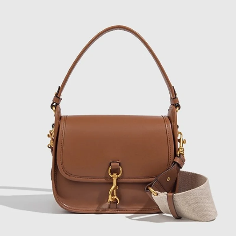 

Horsebit Flap Saddle Crossbody Bag with Wide Strap Women's Daily Commuter Shoulder Purse