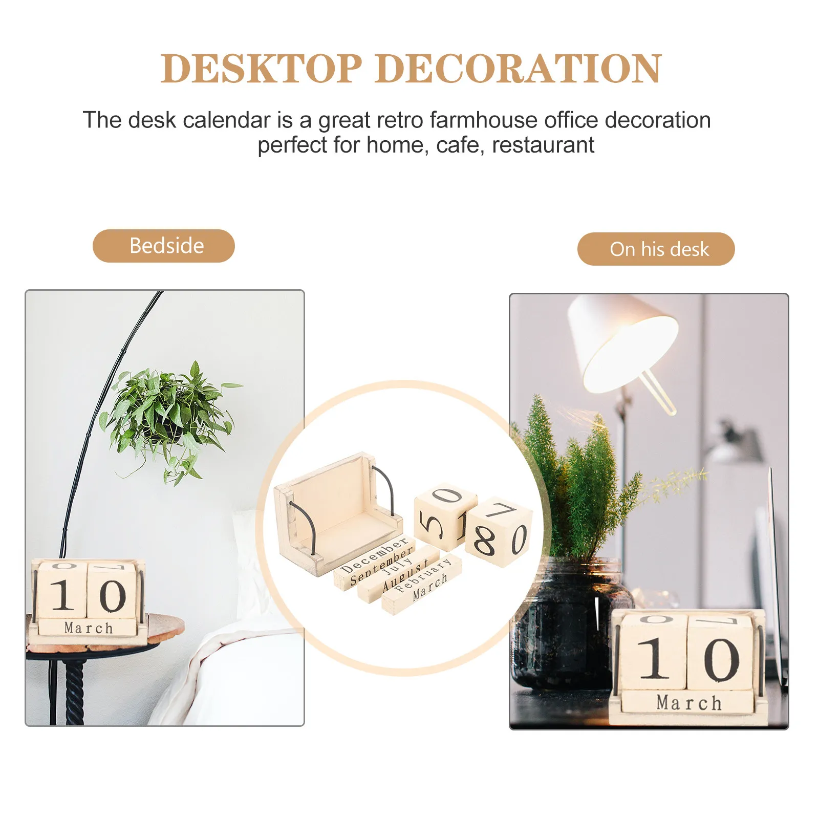 

Вечный настольный календарь из дерева, минималистичный, для дома и офиса, многоразовые блоки для ежемесячного календаря, для ресторана