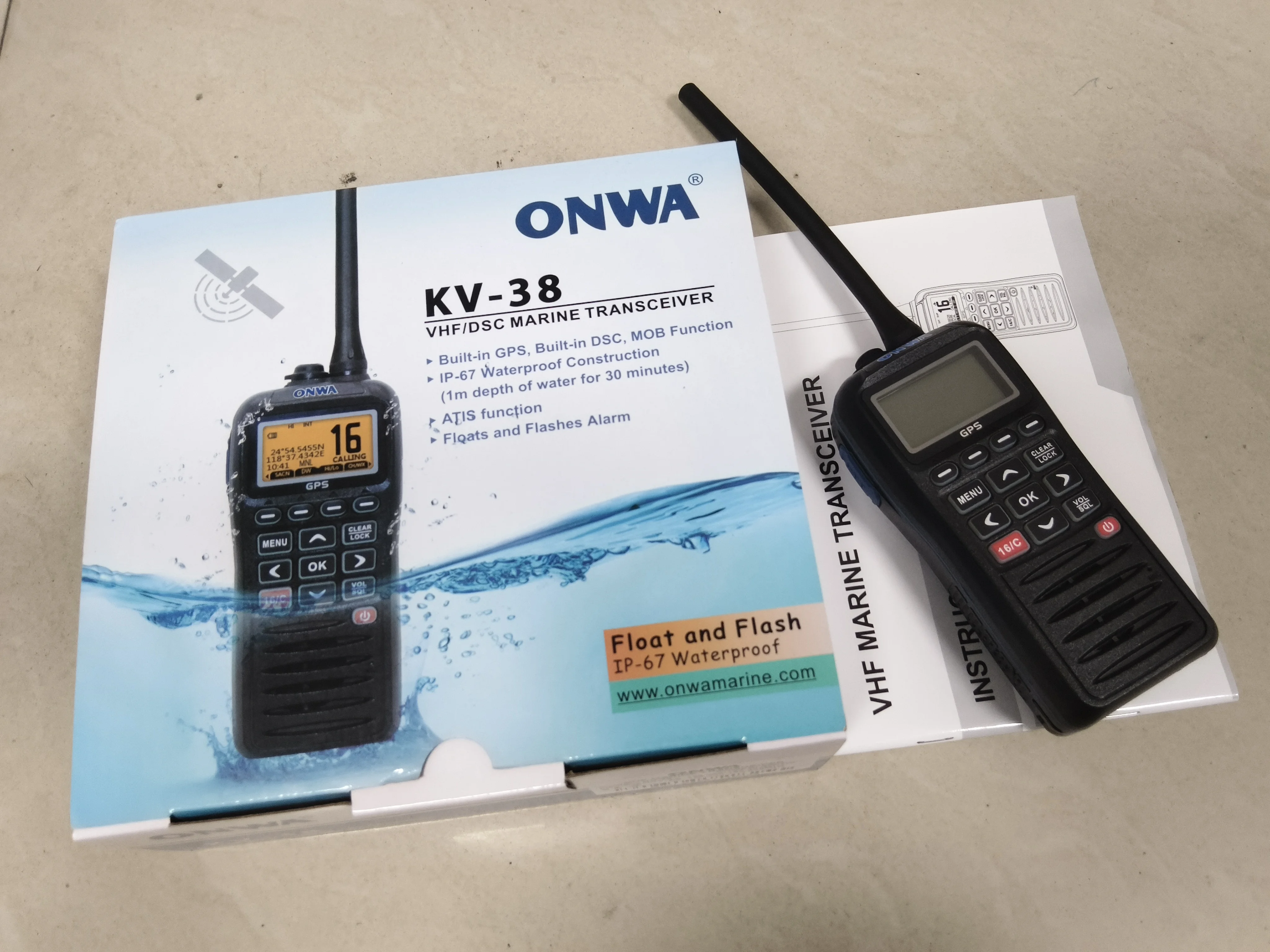 KV-38 Onwa Marine Handheld VHF DSC Radio Telephone /walkie Talkie/ VHF Transceiver (Built-in GPS, Built-in DSC, MOB Function) - view 4