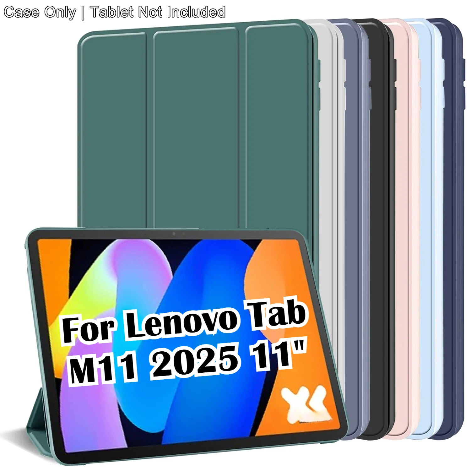 

PU Tri-fold Flip Magnetic Stand Case for Lenovo Tab M11 11" TB335FU Xiaoxin Pad 11 2025 Liquid Silicone Auto Sleep/Wake Up Cover