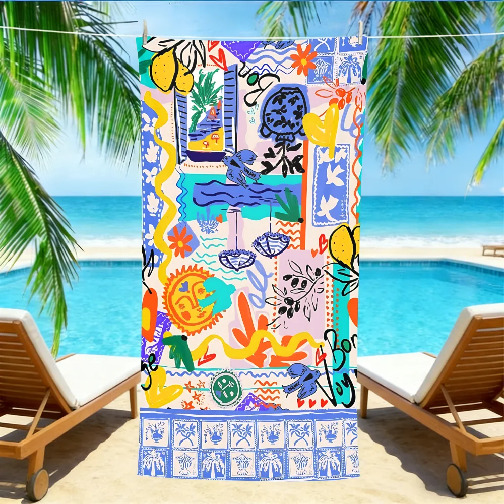 

Пляжное полотенце French Riviera Collage – большое, быстросохнущее, не впитывающее песок, с принтом лимонов и пальм