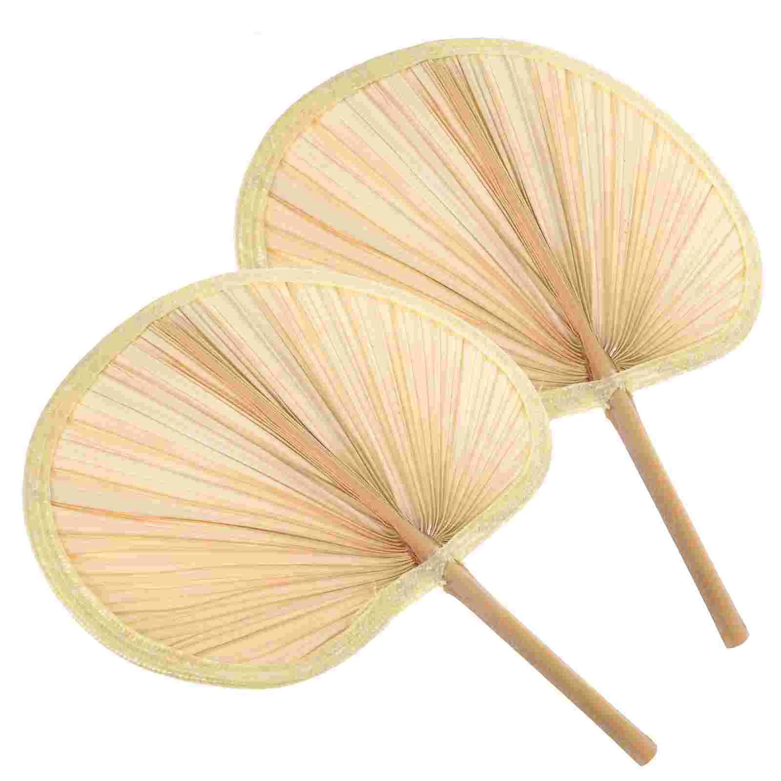 2 Pcs Beach Party Handmade Banana Leaf Woven Fans Portable Lightweight Large Palm Leaf Cooling Handheld Fan for Wall